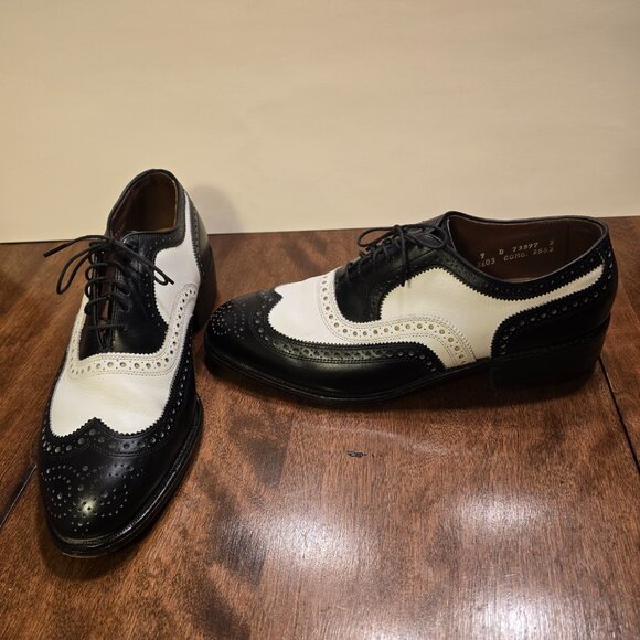 ALLEN EDMONDS Broadstreet Black/White Wingtip Spectator Shoes 9D Made in USA - Picture 11 of 16